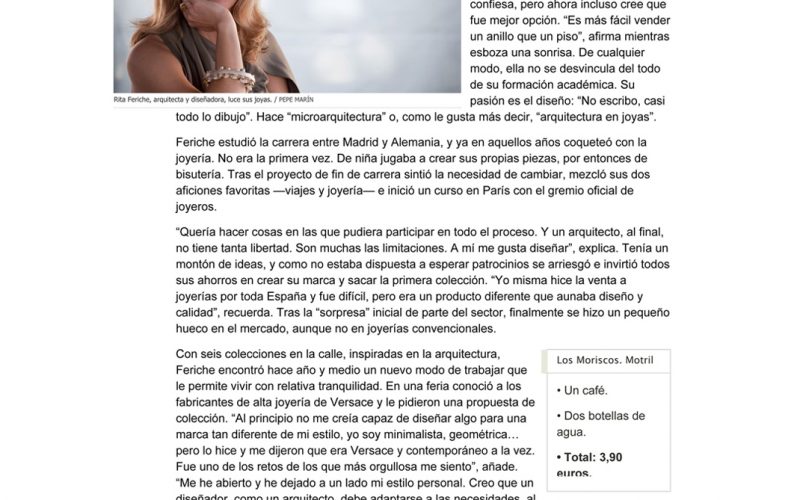 EL PAÍS entrevista Rita Feriche  https://elpais.com/sociedad/2013/06/14/actualidad/1371231083_478573.html