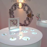 expositores con iluminación integrada para stand RITA FERICHE en "Inhorgenta" International Jewelry Showroom Munich